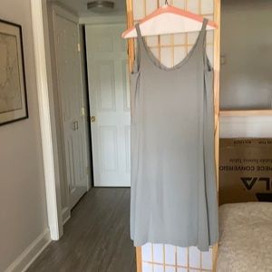 Gray silk Eileen Fisher dress.